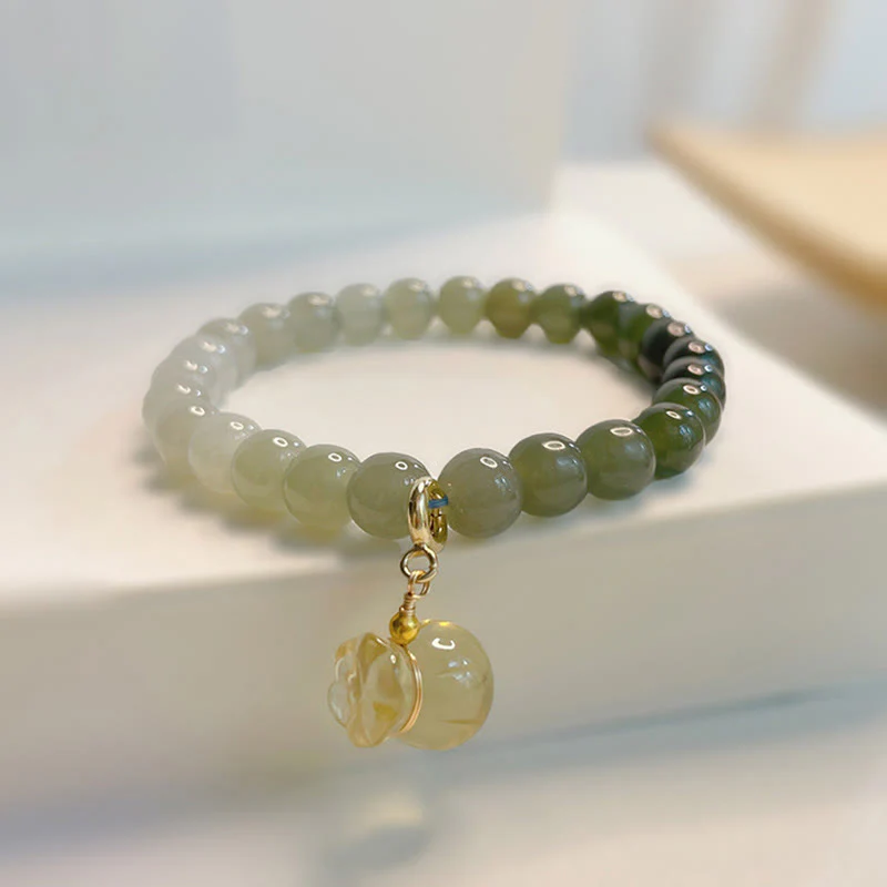 Mocoer Natural Hetian Jade Money Bag Charm Bead Prosperity Bracelet - Mocoer