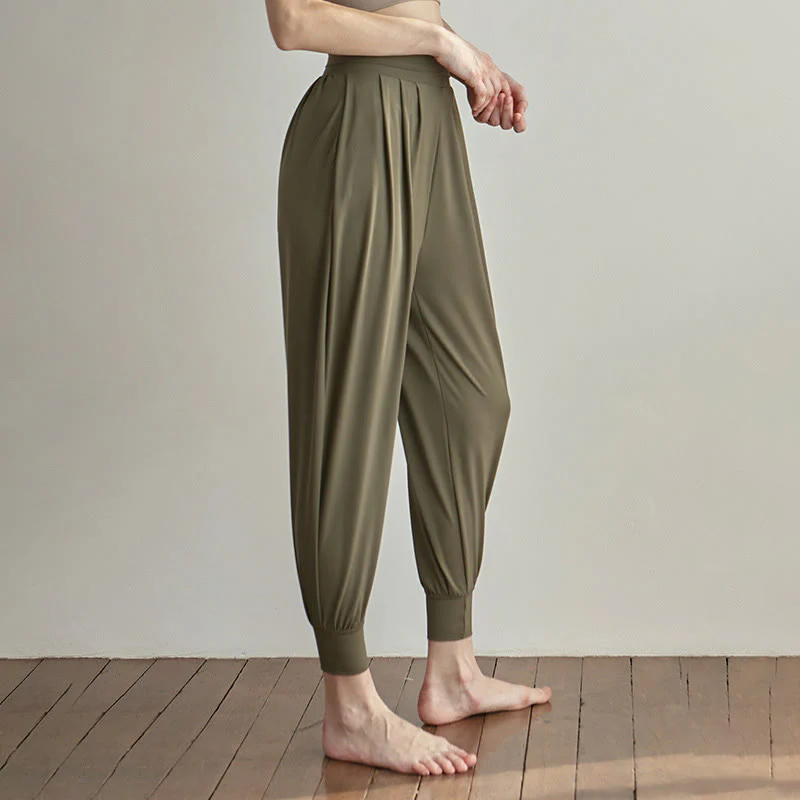 Mocoer Casual Plain High Waist Quick Drying Women's Leica Pants With Pockets - Mocoer