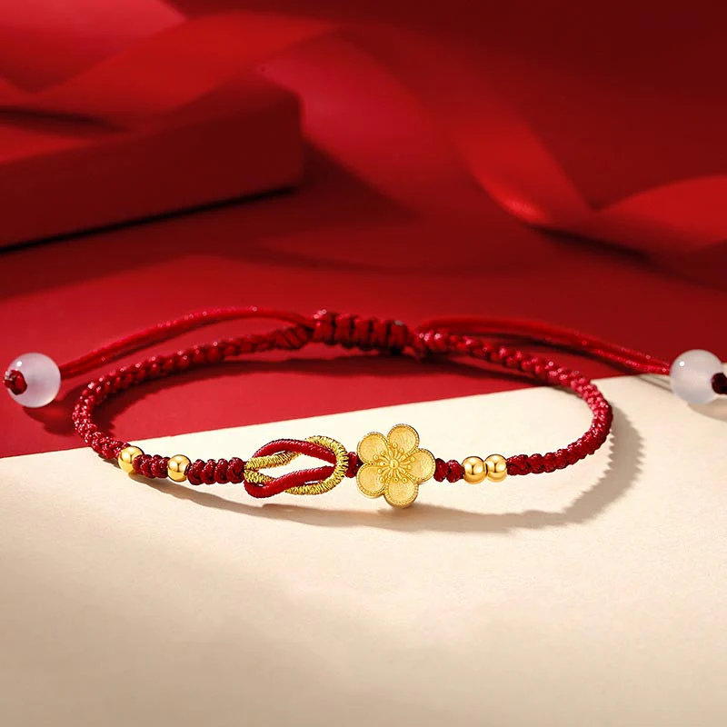 Mocoer Handmade 925 Sterling Silver Cherry Blossoms Sakura Chalcedony Luck Bracelet - Mocoer