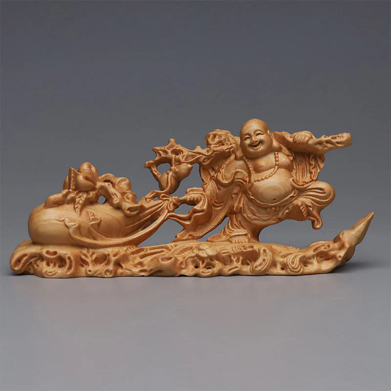 Mocoer Laughing Buddha Wood Engraving Home Decoration - Mocoer