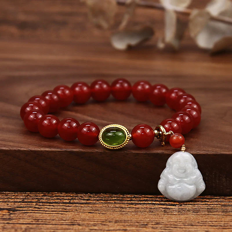 Mocoer Natural Red Agate Buddha Success Bracelet - Mocoer