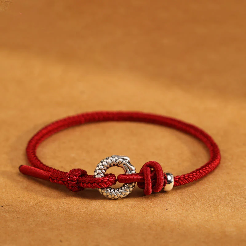 Mocoer 999 Sterling Silver Year Of The Dragon Peace Buckle Luck Bracelet - Mocoer