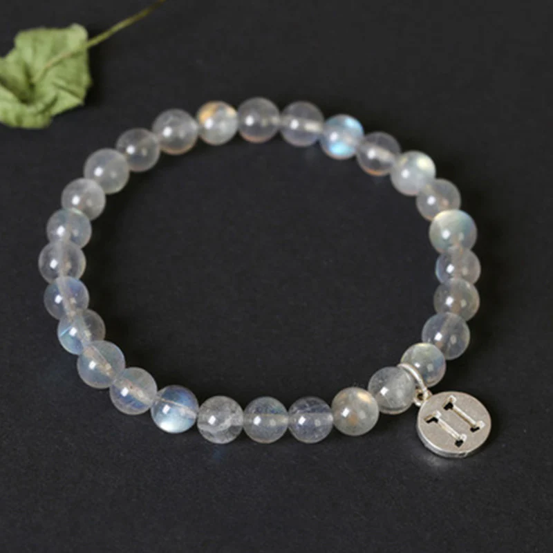 Mocoer 12 Constellations of the Zodiac Moonstone Charming Bracelet - Mocoer