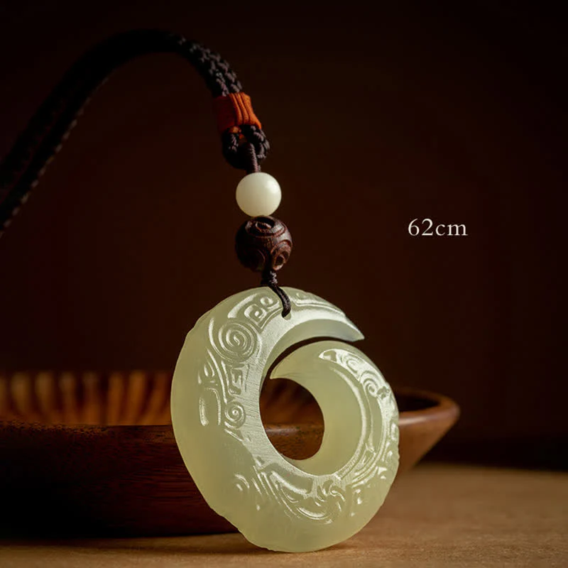 Mocoer Peace Buckle Jade Small Leaf Red Sandalwood Cinnabar Agate Luck Necklace Pendant - Mocoer