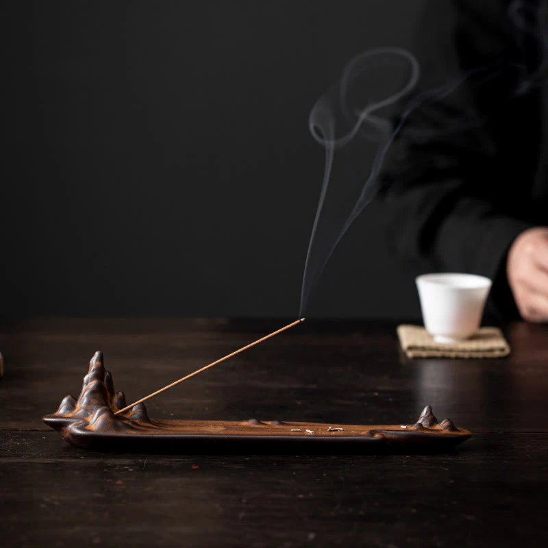 Mocoer Mountains Boat Design Spiritual Healing Ceramic Stick Incense Burner Decoration - Mocoer