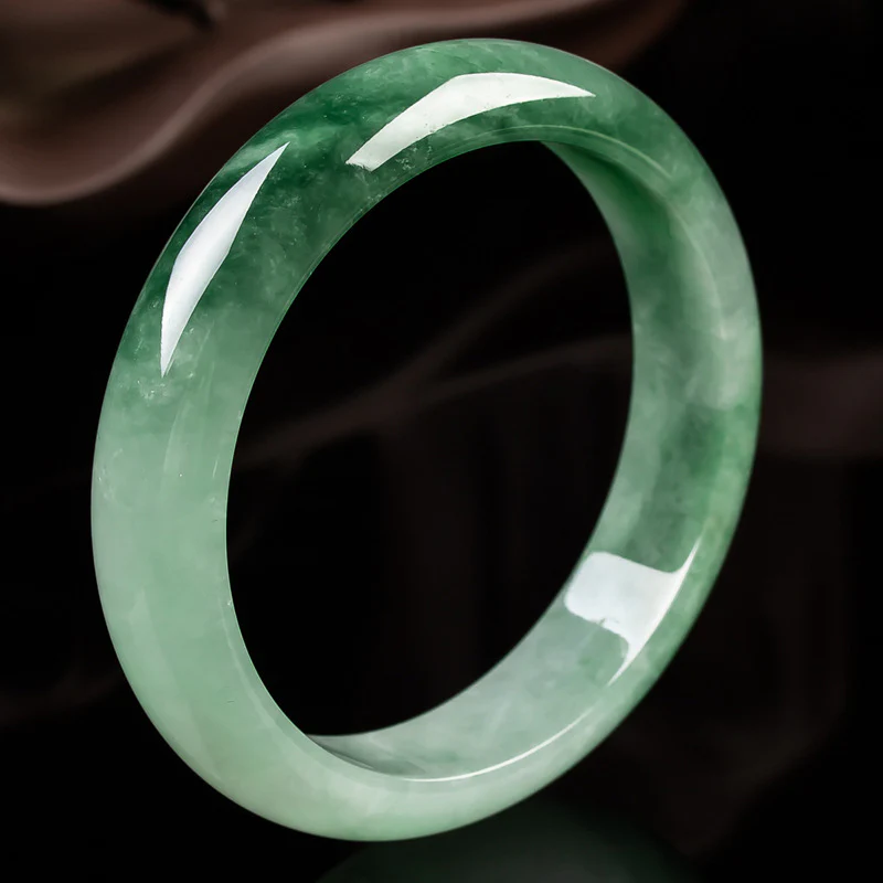 Mocoer Natural Jade Fortune Blessing Bangle Bracelet - Mocoer