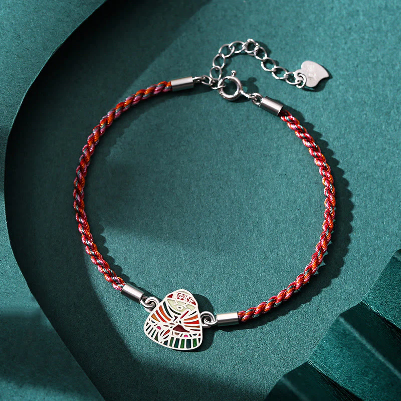 Mocoer 925 Sterling Silver Zongzi Pattern Luck Multicolored Handcrafted Bracelet - Mocoer