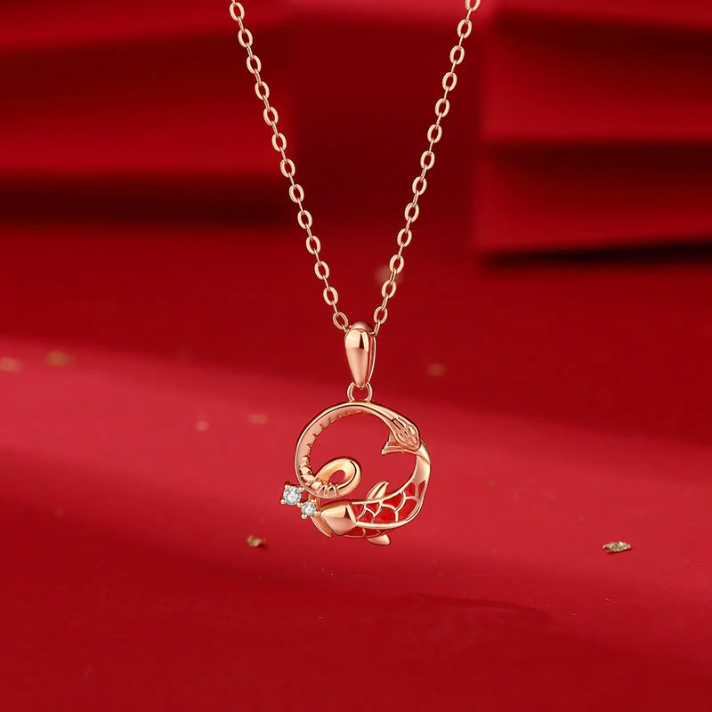 Mocoer 925 Sterling Silver Koi Fish Year Of The Snake Blessing Necklace Pendant - Mocoer