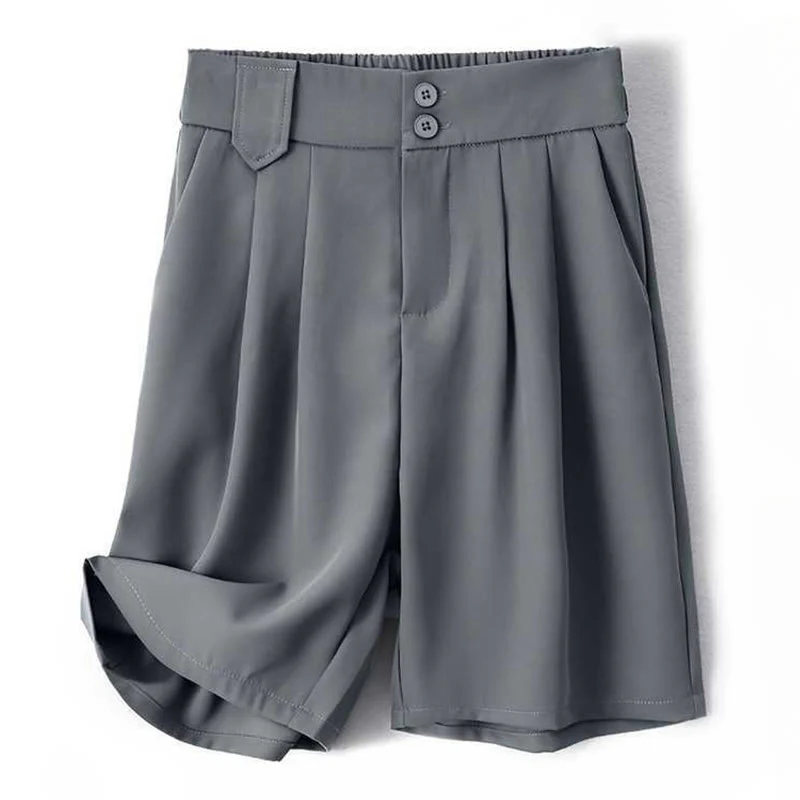 Mocoer Summer Casual Zipper Button Loose Plain Cotton Linen Women's Shorts With Pockets - Mocoer