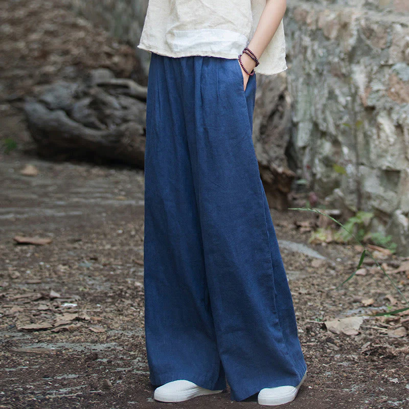 Mocoer Retro Wide Leg Pants Casual Women's Yoga Pants With Pockets - Mocoer