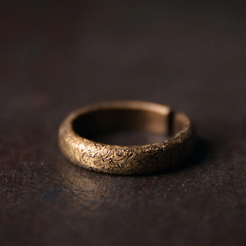 Mocoer Tibetan Vintage Texture Design Copper Luck Couple Ring - Mocoer