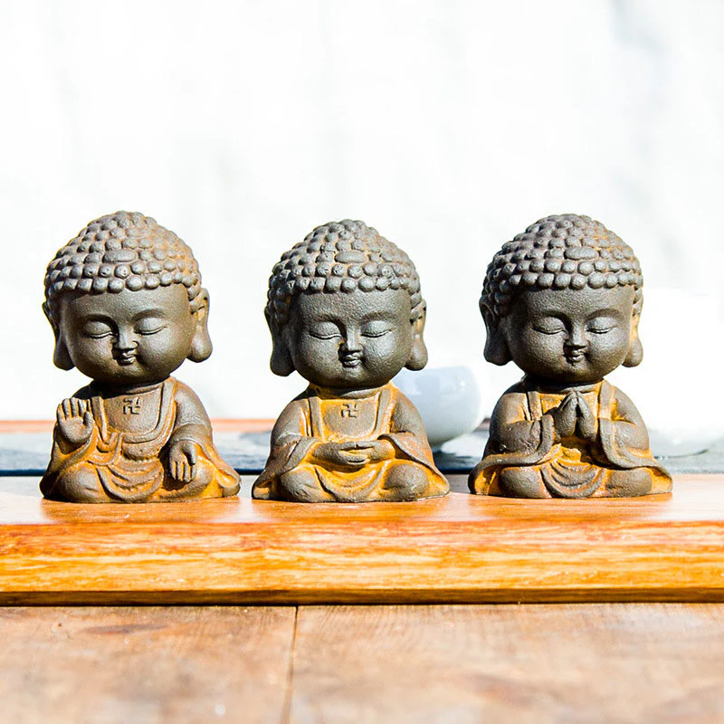 Mocoer Small Meditating Buddha Iron Powder Rust Cast Resin Statue Home Decoration - Mocoer