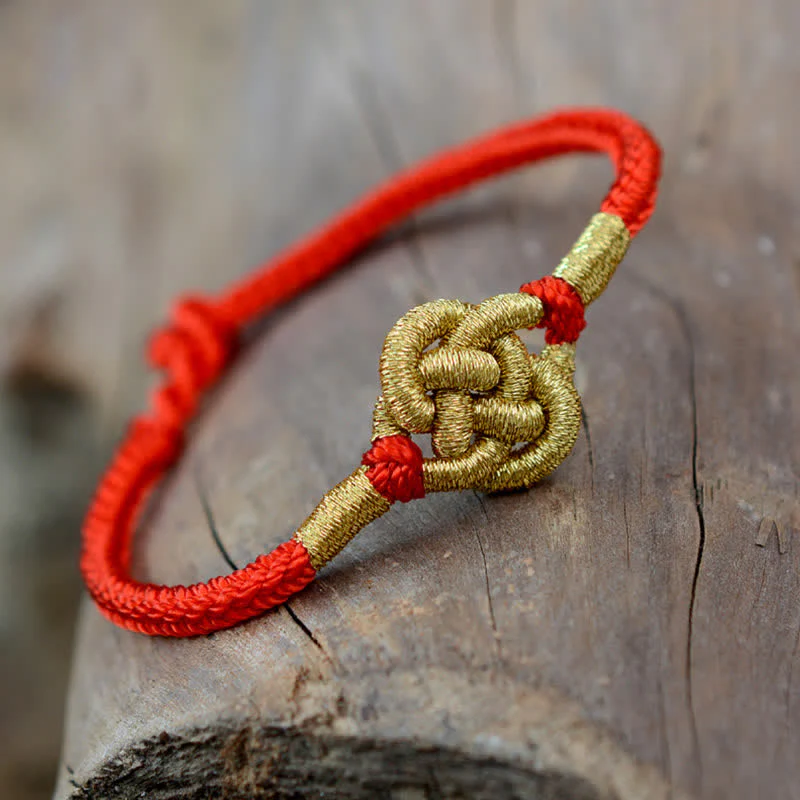 Mocoer Handmade Simple Design Chinese Knotting Luck Strength Braid String Bracelet - Mocoer