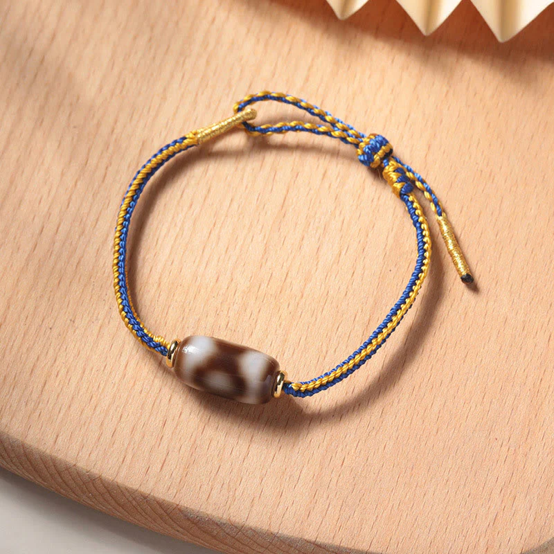 Mocoer Tibetan Three-eyed Dzi Bead Luck Happiness Bracelet - Mocoer