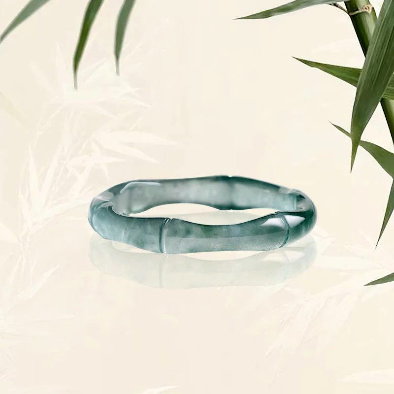 Mocoer Natural Jade Bamboo Prosperity Abundance Ring - Mocoer