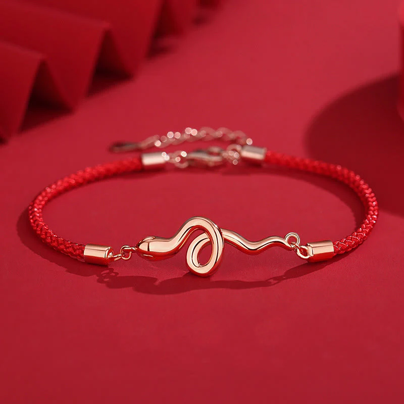 Mocoer 925 Sterling Silver Year Of Snake Red String Protection Braided Bracelet - Mocoer