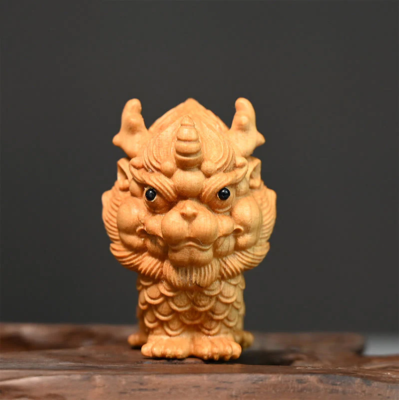 Mocoer Feng Shui Kirin Boxwood Wood Engraving Home Decoration - Mocoer