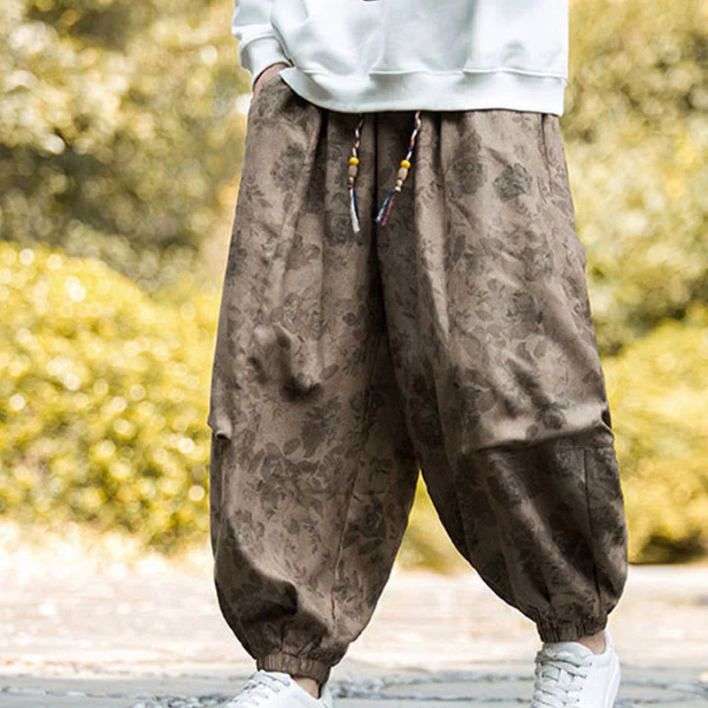 Mocoer Casual Flower Corduroy Cotton Men's Pants With Big Pockets - Mocoer