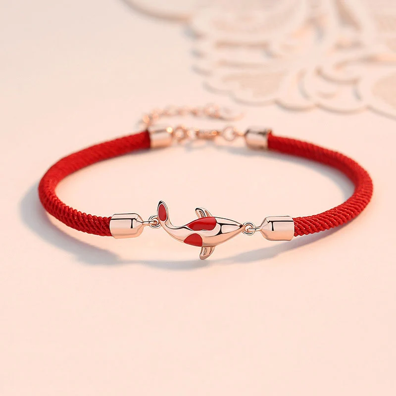 Mocoer Koi Fish Luck Wealth Braided Chain Couple Bracelet - Mocoer