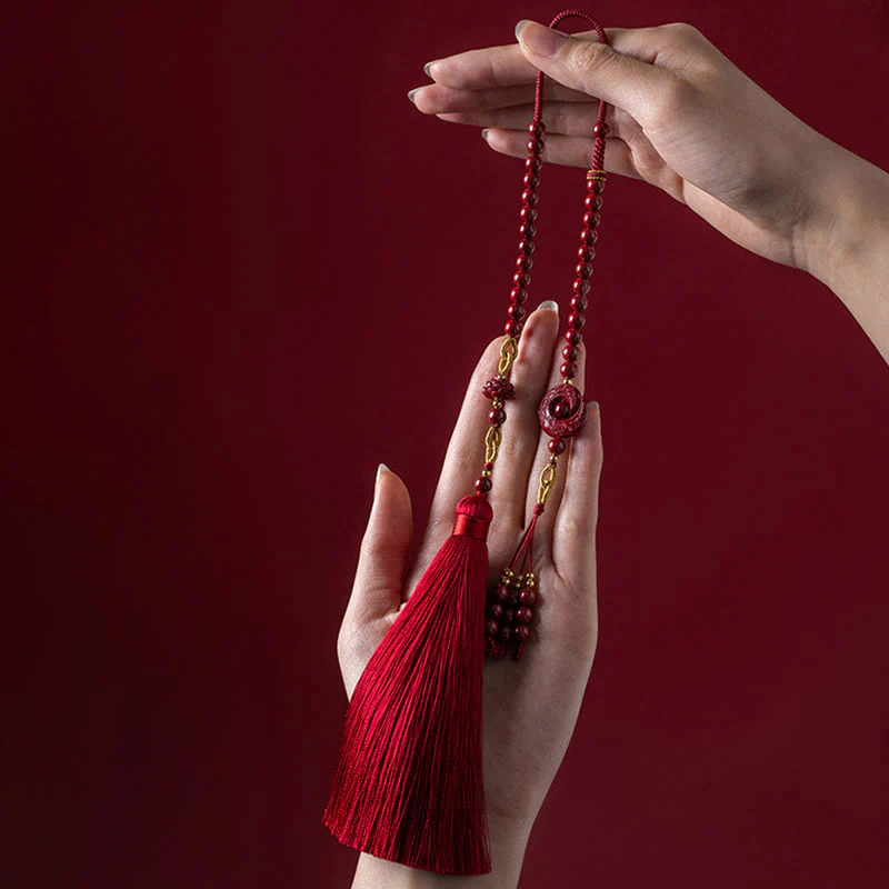 Mocoer One's Luck Improves Design Patern Natural Cinnabar Lotus Blessing Car Hanging Decoration - Mocoer