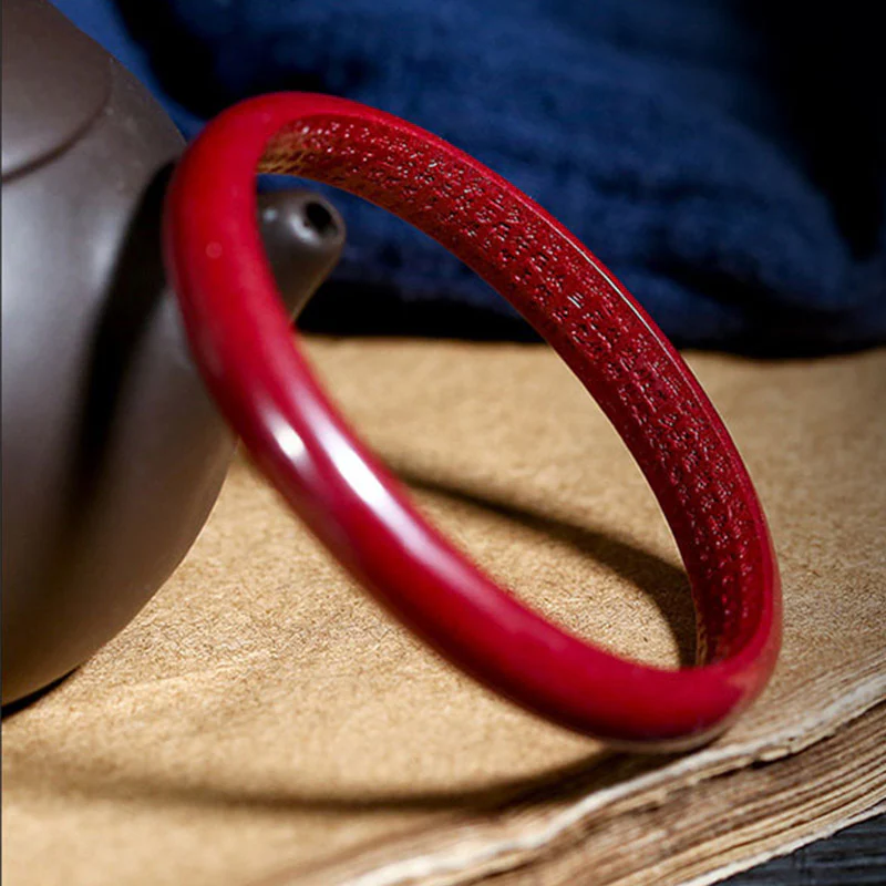 Mocoer Cinnabar Heart Sutra Engraving Blessing Bangle Bracelet - Mocoer