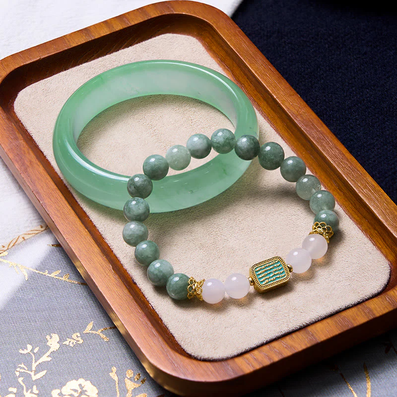 Mocoer Promote New Beginnings Mint Green Jade Bracelet Bangle Bundle - Mocoer