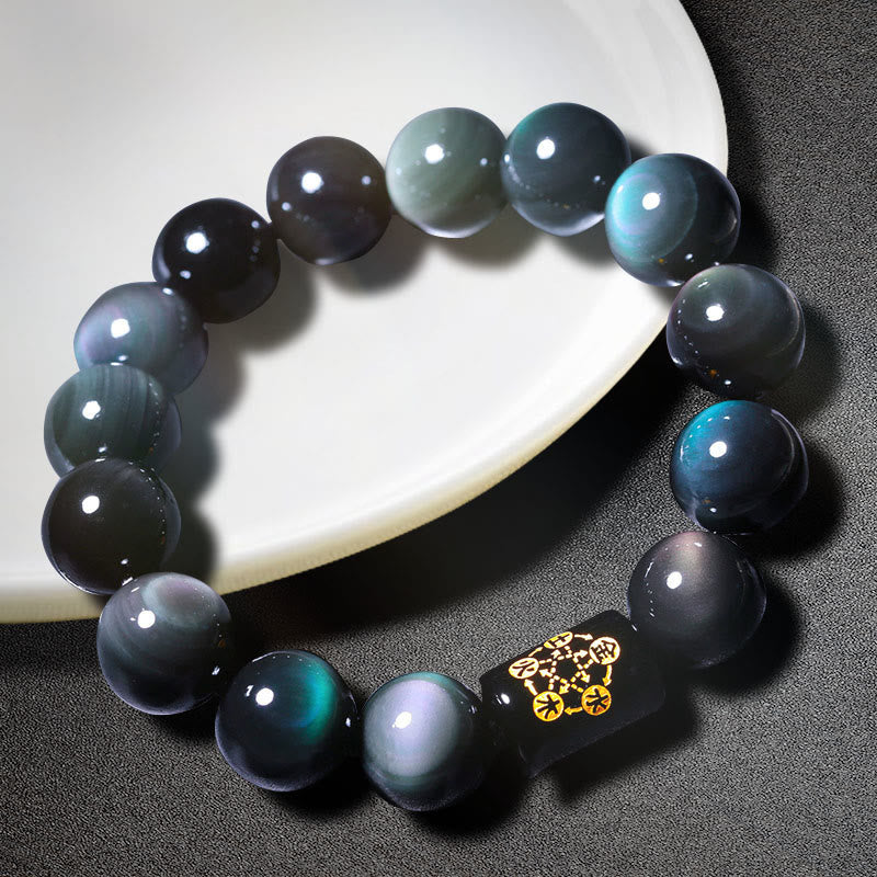 Mocoer Natural Rainbow Obsidian Positive Transformation Bracelet - Mocoer