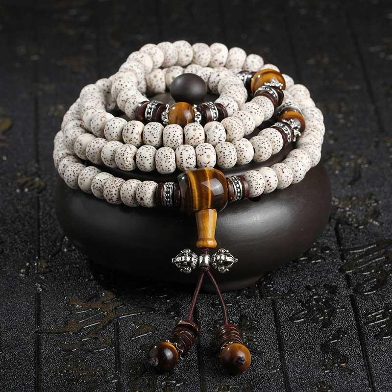 Mocoer Handmade Tibetan Tiger Eye Bodhi Seed Peace Bracelet - Mocoer