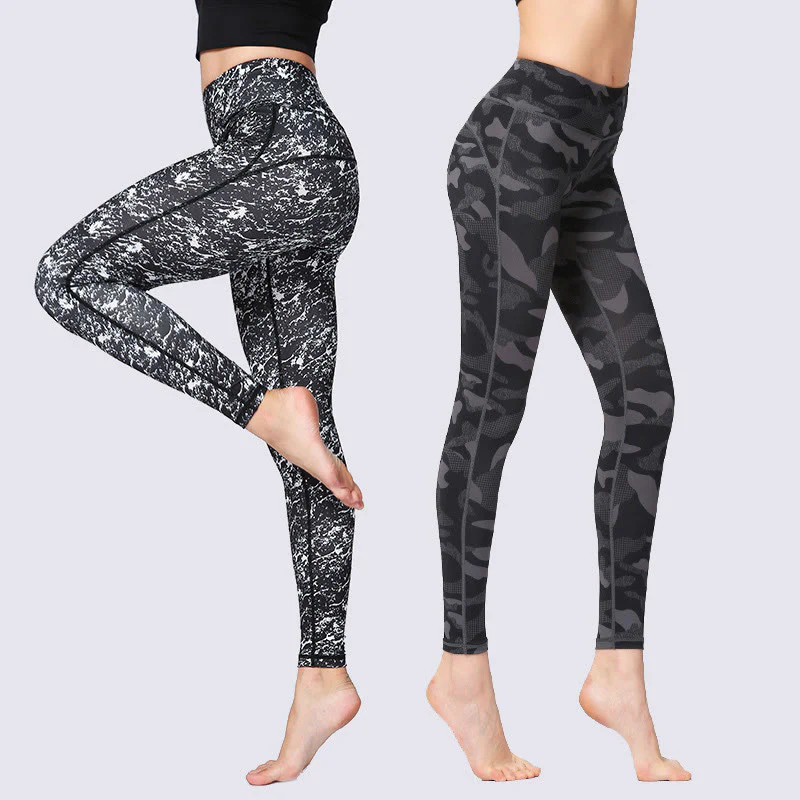 Mocoer Camo Print Sports Fitness Yoga High Waist Leggings Women's Yoga Pants - Mocoer