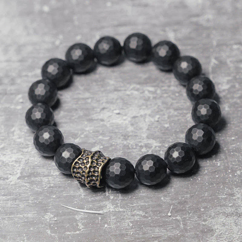 Mocoer Matte Frosting Black Onyx Copper Brass Protection Bracelet - Mocoer