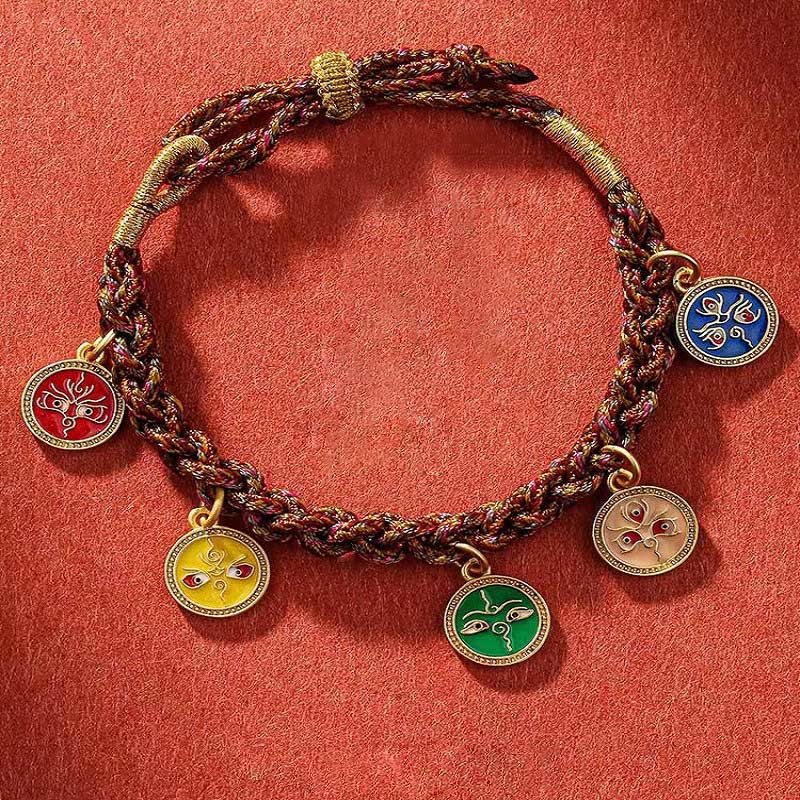 Mocoer Tibetan Five God Of Wealth Thangka Luck Braid String Bracelet - Mocoer