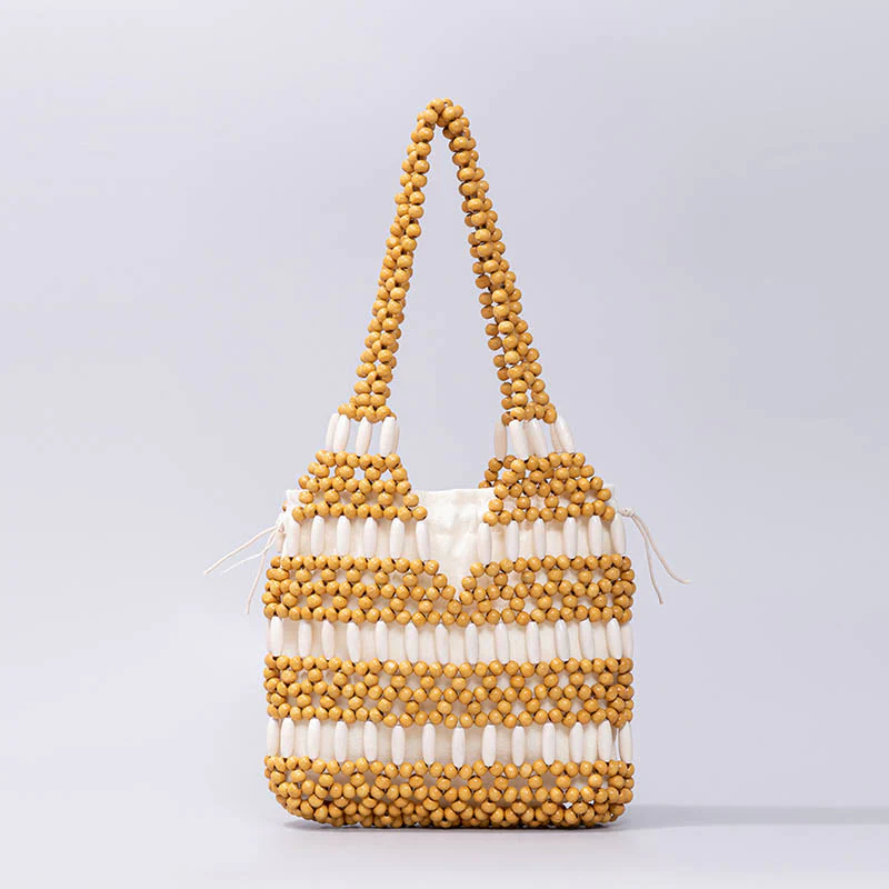 Mocoer Hand-woven Round Wooden Beads Handbag - Mocoer