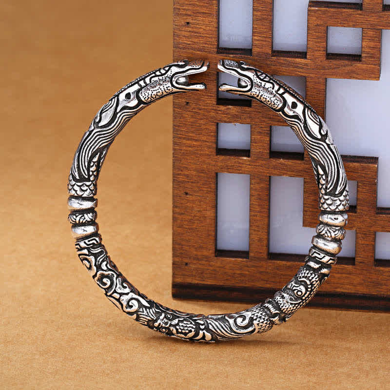 Mocoer Dragon Head Carved Luck Bracelet Bangle - Mocoer