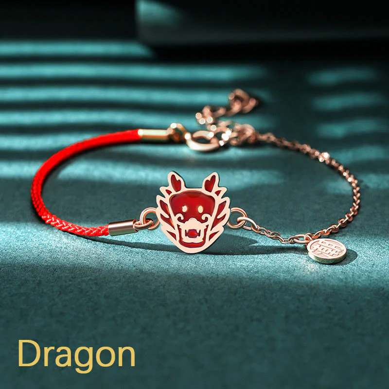 Mocoer 925 Sterling Silver Color-changing Chinese Zodiac Luck Protection Red String Chain Bracelet - Mocoer