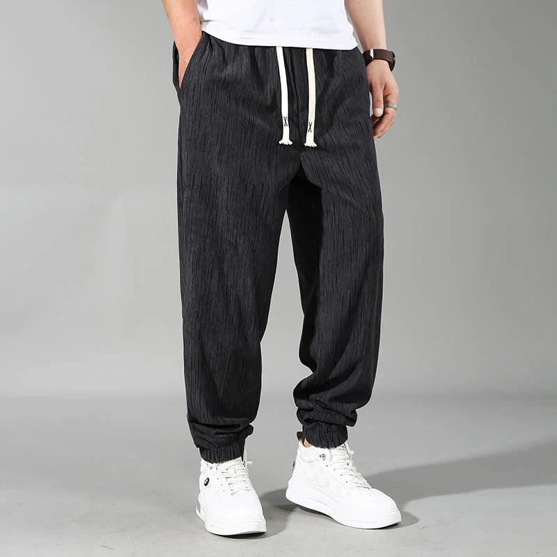 Mocoer PLUS SIZE Summer Solid Color Design Drawstring Men's Straight Leg Pants With Pockets - Mocoer