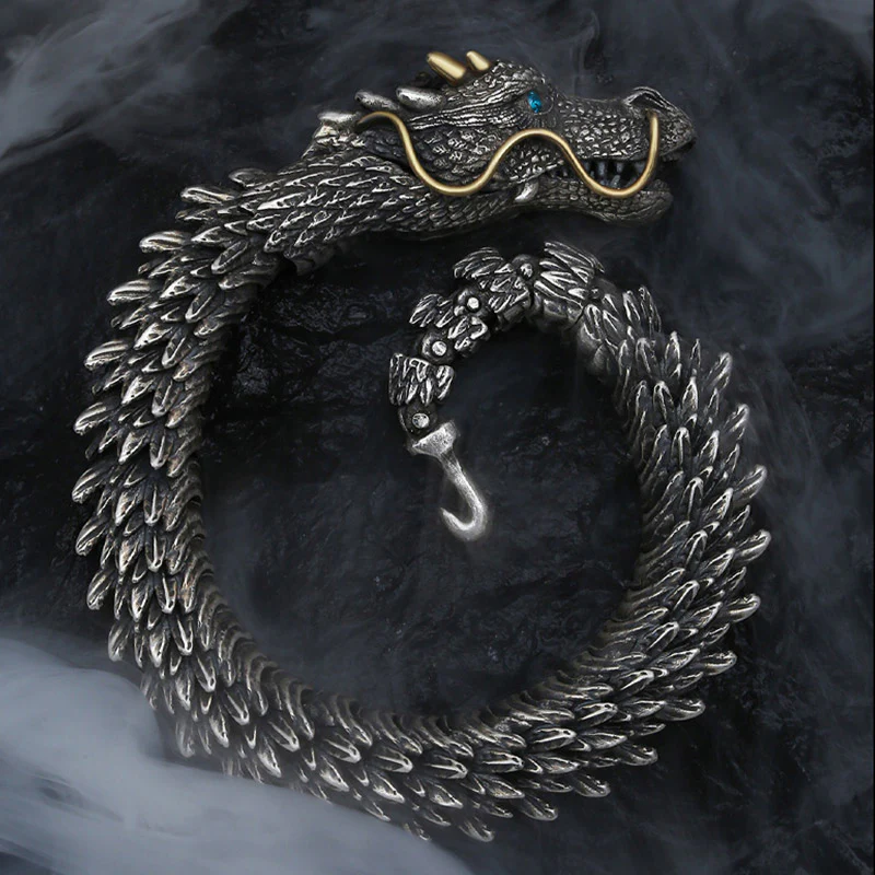 Mocoer Nordic Dragon Handmade Amulet Luck Protection Chain Bracelet - Mocoer