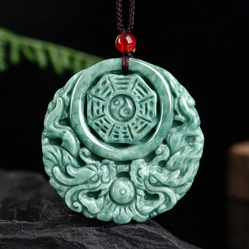 Mocoer Dragon Jade Yin Yang Balance Necklace String Pendant - Mocoer