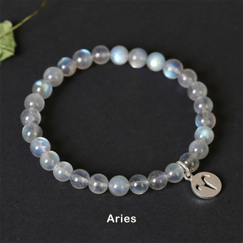 Mocoer 12 Constellations of the Zodiac Moonstone Charming Bracelet - Mocoer