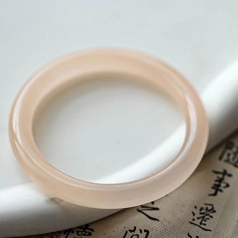 Mocoer Natural Dusty Rose Pink Jade Self-Love Bracelet Bangle - Mocoer