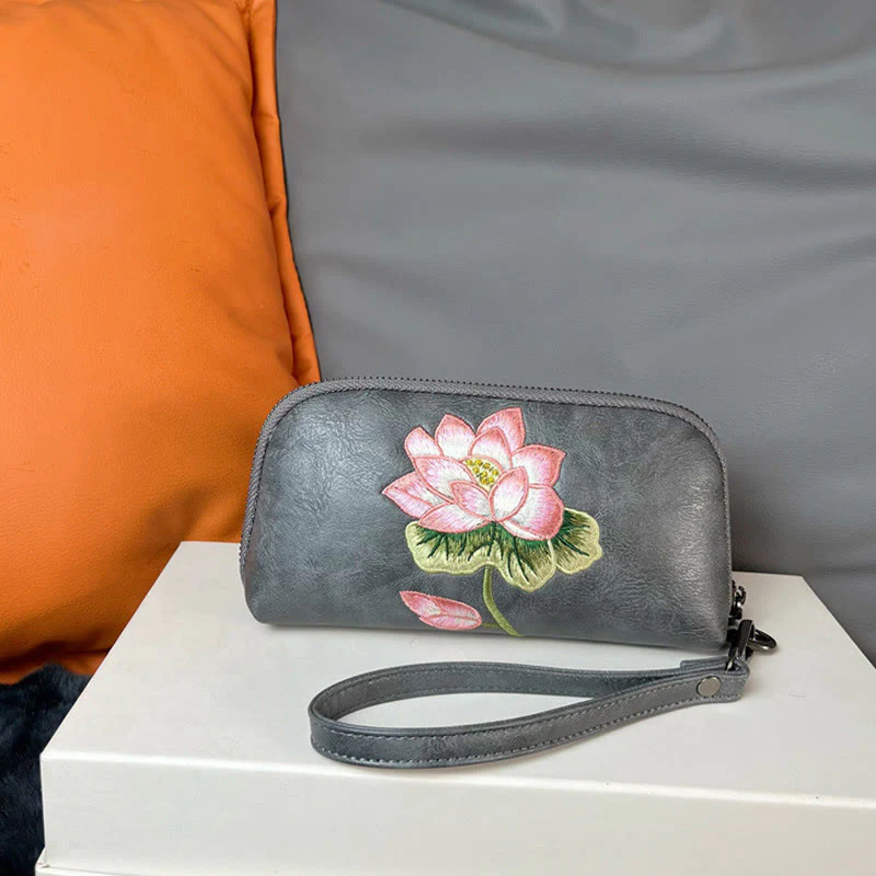 Mocoer Lotus Su Embroidery Journey Shopping Purse Handbag - Mocoer