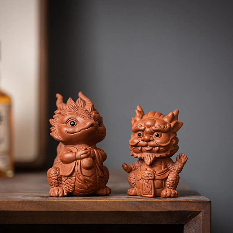 Mocoer Luck Dragon Wealth Tea Pet Purple Clay Figurine Decoration - Mocoer