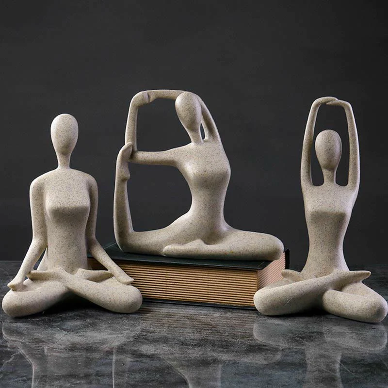 Mocoer Abstract Yoga Meditating Exercise Resin Spiritual Figurine Sculpture Desk Decoration - Mocoer