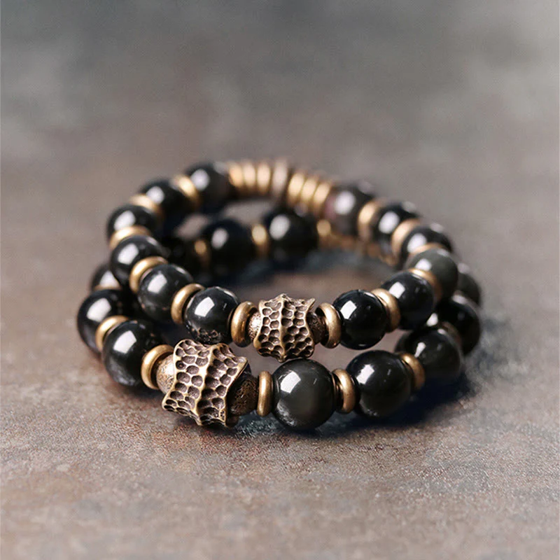Mocoer Rainbow Obsidian Copper Love Healing Bracelet - Mocoer
