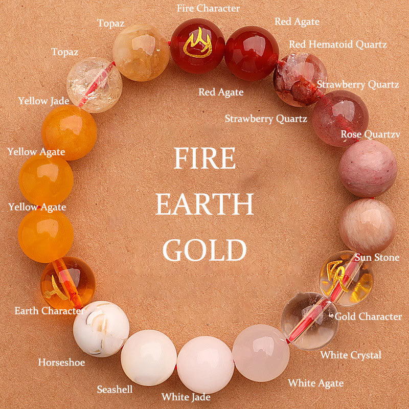 Mocoer Five Elements Various Agate Crystal Sun Stone Wisdom Bracelet - Mocoer