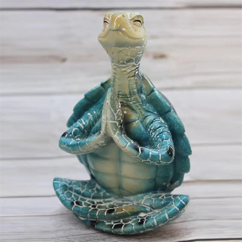 Mocoer Tibetan Yoga Meditating Turtle Wisdom Resin Statue Decoration - Mocoer