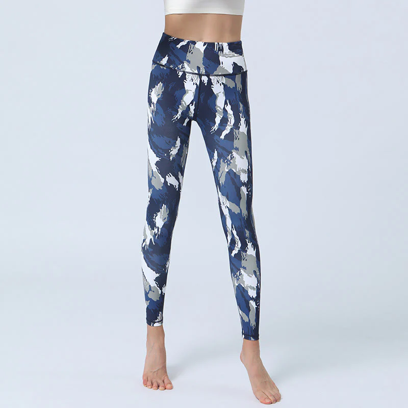 Mocoer Flowers Leaves Print Sports Fitness Yoga High Waist Leggings Women's Yoga Pants - Mocoer