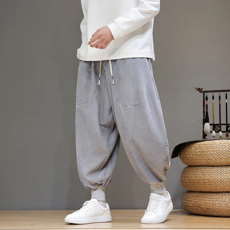 Mocoer Casual Plain Cotton Men's Harem Pants With Pockets - Mocoer