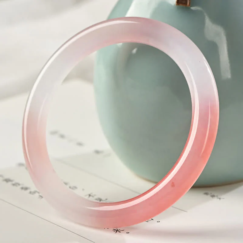Mocoer Pink Golden Silk Jade Wealth Bracelet Bangle - Mocoer
