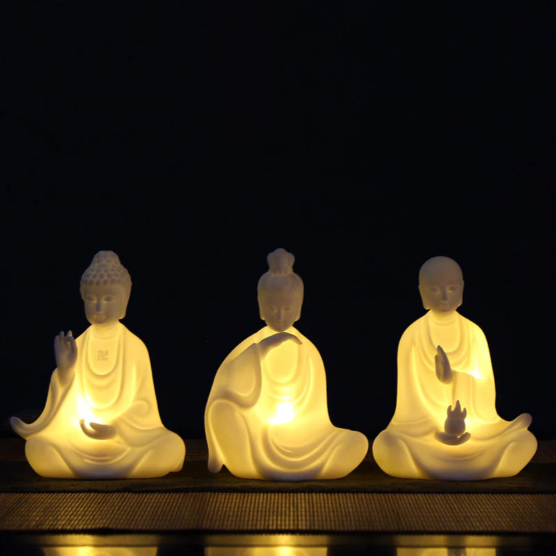 Mocoer Buddha Avalokitesvara Ksitigarbha Bodhisattva Blessing Ceramic LED Decoration - Mocoer