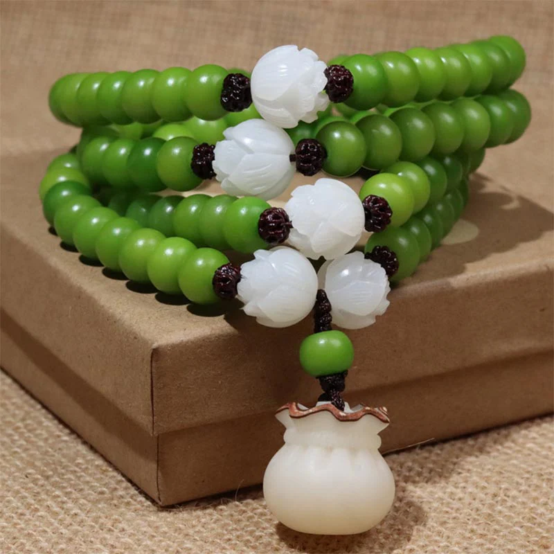 Mocoer Natural Bodhi Seed 108 Beads Mala Wisdom Bracelet - Mocoer